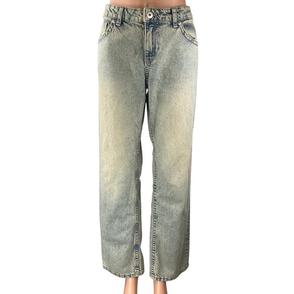 H&M Divided Women's Blue Straight Wide Leg Mid Rise Denim Jeans Pants Size 8 - Picture 1 of 5